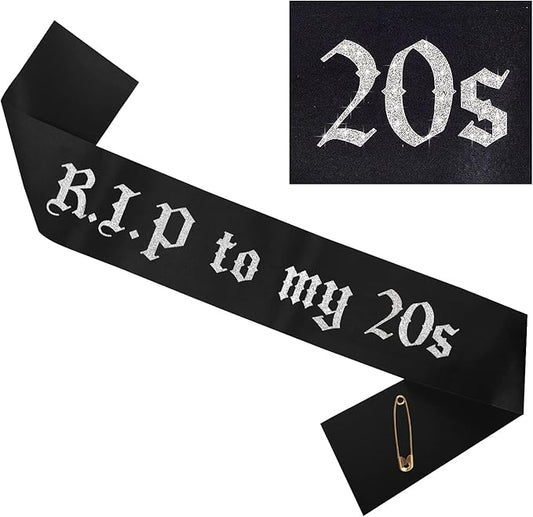 WANGDEFA R.I.P to My 20s Sash RIP to My 20s Birthday Sash for Girl for 30 th Birthday Girl Funeral for Youth 30th Decorations