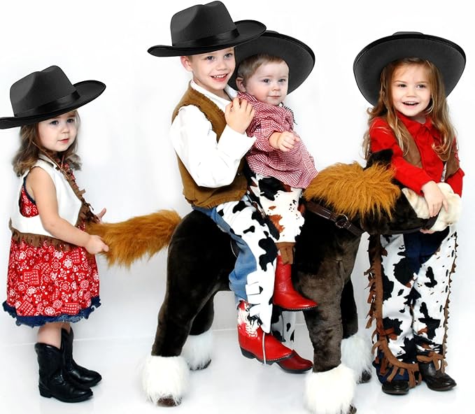 4 Pack Kids Cowboy Hat Felt Western Cowboy Hat Wide Brim Cowgirl Hat for Boys Girls Cosplay Party Costume Accessory