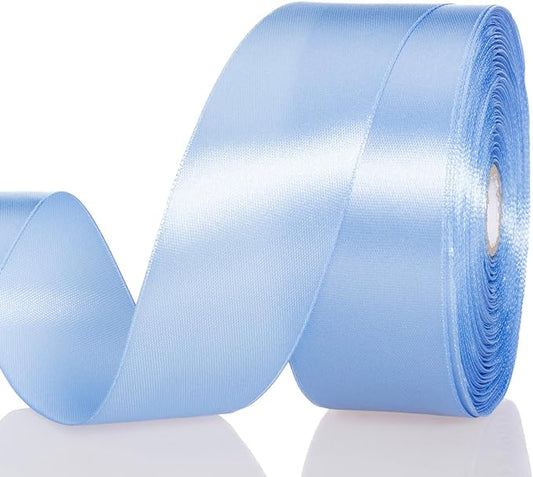 YASEO 1 1/2 Inch Sky Blue Solid Satin Ribbon, 50 Yards Craft Fabric Ribbon for Gift Wrapping Floral Bouquets Wedding Party Decoration