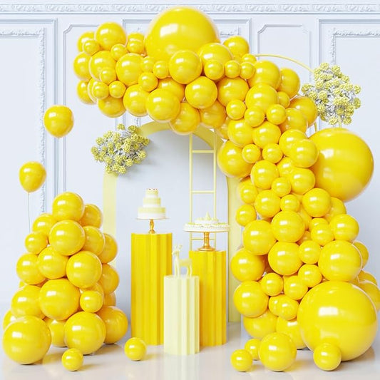 Pastel Yellow Balloons Arch Kit,130pcs Yellow Balloons Garland,Different Sizes Light Yellow Balloons for Easter Baby Shower Sunflower Bee Wedding Birthday Party Decorations
