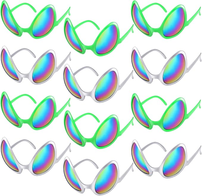 Bencailor 12 Pack Alien Glasses with Lenses Funny Alien Sunglasses Bulk for Cosplay Costume Accessories Carnival Mardi Gras Party Favor (Bright Colors)