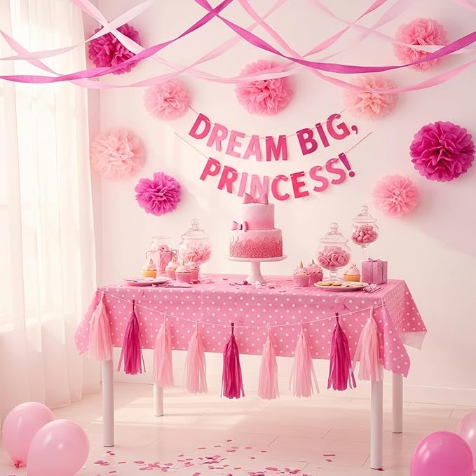 CC wonderland zone 6 Rolls Pink Crepe Paper Streamers for Baby Shower Wedding Engagement Girl Birthday Party Decorations
