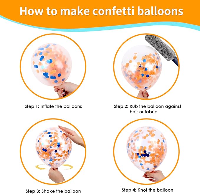 RUBFAC Blue and Orange Balloons Kit, Party Balloon for Blue Birthday Decoration Baby Shower Graduation Thanksgiving Decoration
