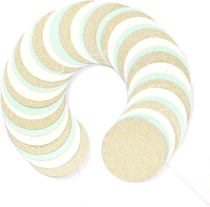 Sage-Green Mint-Gold Tea Party Decorations Garland - 52Ft Garden Forest Baby Bridal Shower Birthday Hanging Streamers Banner Decor,Wedding Bachelorette Engagement Graduation Backdrop Huglony