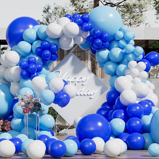 Blue Balloons Garland Arch Kit Different Sizes Pack 150Pc 18Inch 10Inch 5Inch Latex Light Blue Royal Blue Balloon for Baby Shower Birthday Graduation Party Gender Reveal Decorations