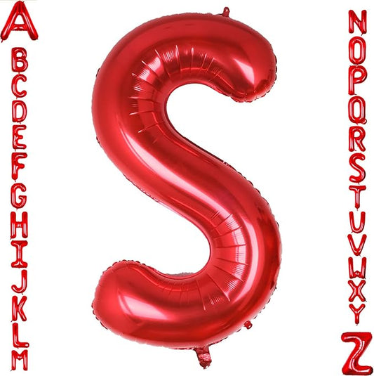 AULE red Letter Balloons S 40Inch Large Giant big Foil Mylar red S Balloon for Birthday Aniversary Party Decorations