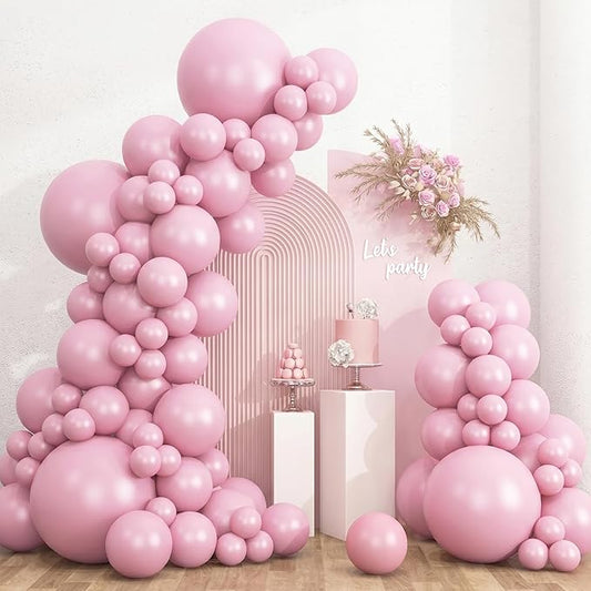 RUBFAC Pink Balloons 135pcs Light Pastel Pink Balloon Different Sizes 18 12 10 5 Inch for Garland Arch Birthday Party Baby Shower Gender Reveal Wedding Anniversary Easter Decoration