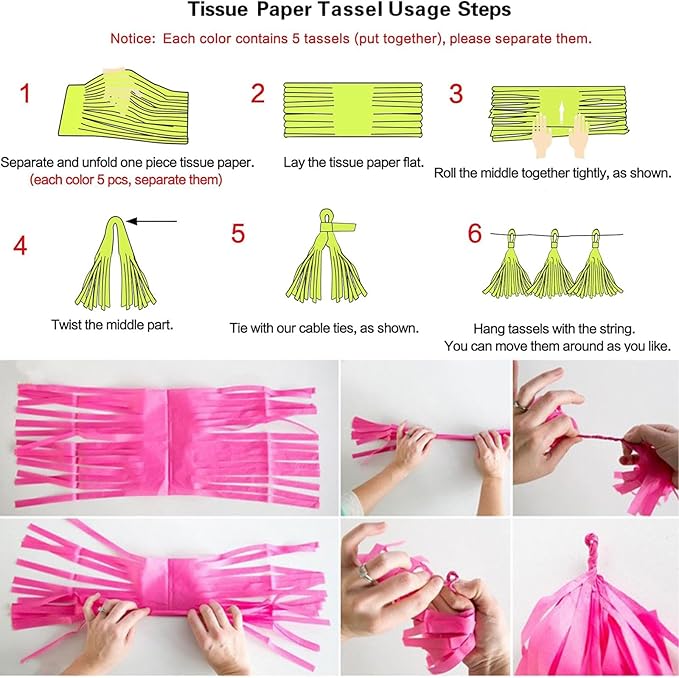 We MomentPurple and Gold Tissue Paper Tassels Party Tassel Garland Banner for Purple Gold Party Decorations, DIY Kits,15 PCS