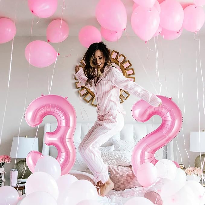Pink Number 2 Balloon 40 Inch, Big Large Foil Helium Number Balloons, Jumbo Giant Mylar Number 2 Balloons for 2 Second Birthday Party Decorations Supplies Anniversary Celebration