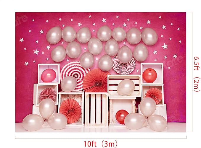 Kate 10x6.5ft Hot Pink Background for Photography Ballon Babyshower Background Birthday Party Decoration Backdrop