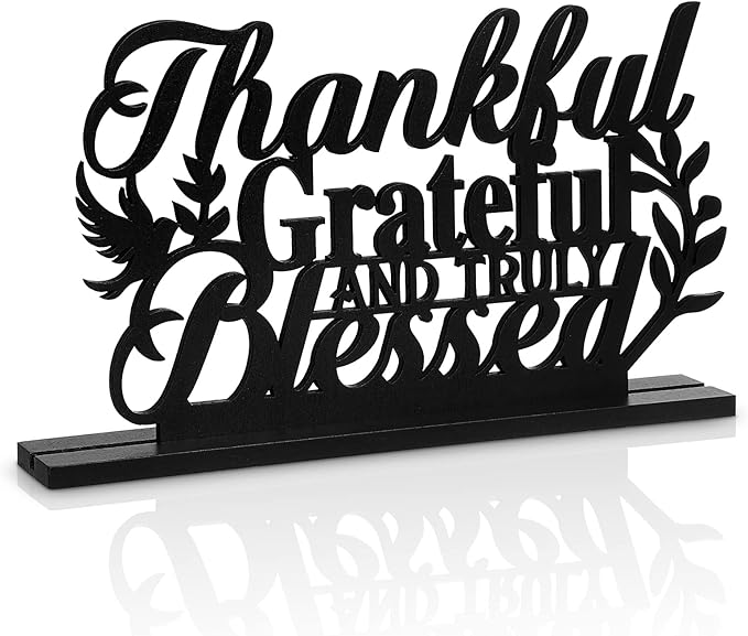 Geetery Inspirational Table Centerpieces Wooden Religious Inspirational Home Decoration Motivational Blessed Table Decor for Home Kitchen Office Faith Christian Gifts Supplies Decor(Thankful)