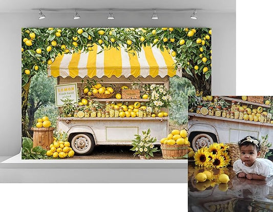 Kate 7x5ft Lemon Shop Backdrops for Photography Fresh Hand Picked Lemon Background Fresh Lemonade Backgrounds Baby Gilrs Portrait Studio Backdrop