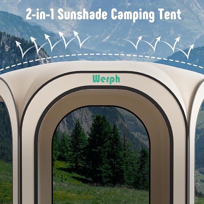 Werph 10x10 Pop Up Screen Tent, Mosquito Net Gazebo, UV Resistant Roof Waterproof Screen Canopy, Quick Setup Outdoor Shelter for Backyard, Patio, Garden, Picnic, Camping and Events, Beige