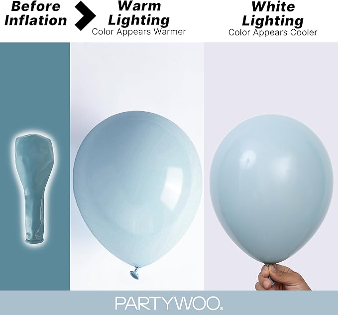 PartyWoo Dusty Blue Balloons 140pcs Different Sizes of 18 12 10 5 Inch Light Blue Aqua Boho Balloon Arch Kit Garland for Graduation Baby Shower Gender Reveal Birthday Party Decorations Blue-F28