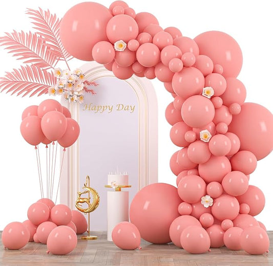 Voircoloria 130pcs Retro Pink Balloons Different Sizes 18" 12" 10" 5" Blush Pink Latex Balloon Garland Arch Kit for Birthday Baby Shower Valentine's Day Wedding Anniversary Party Decorations
