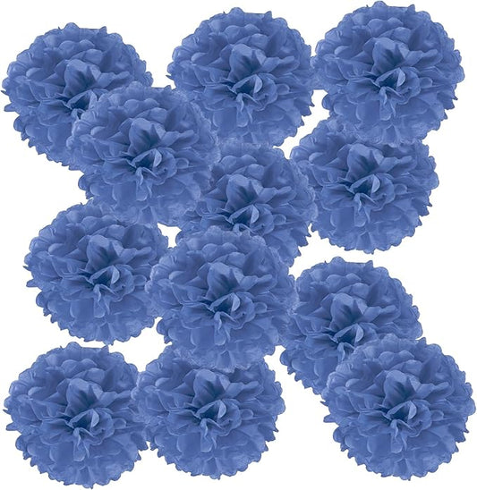 PATIKIL 14inch Tissue Paper Pom Poms, 12PCS Pom Poms Paper Flowers Ball Tissue Paper Flowers for Wedding Bridal Shower Birthday Bachelorette Party Backdrop Decoration, Navy Blue