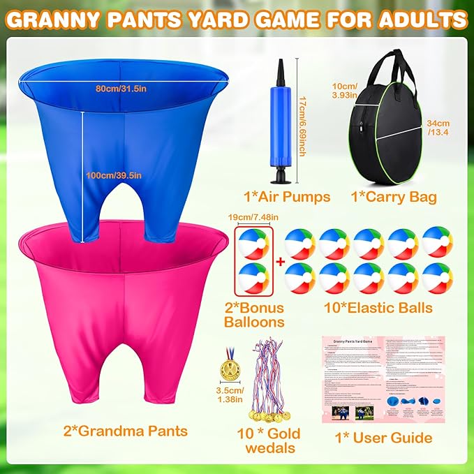 Granny Pants Yard Game for Kids & Adults- Giant Outdoor Carnival Game for Family Parties, Company Team Building, Backyard, Lawn Reunion Fun