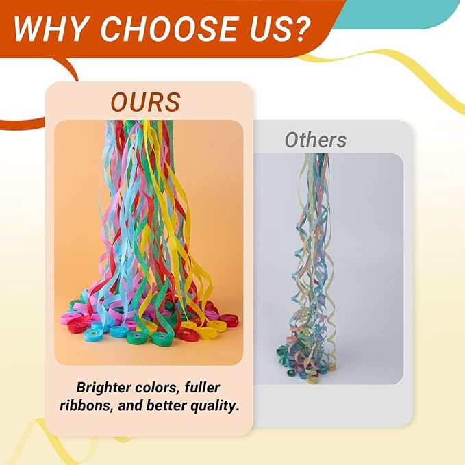 100 Pcs Hand Throw Streamers, Colorful Confetti Poppers with No Mess Streamers,Graduation Birthday & Engagement Party Favors Supplies