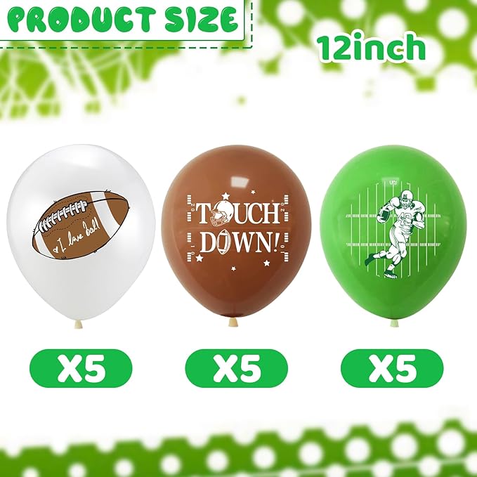 15PCS Football Balloon Football's Party Decorations Football Latex Balloons Rugby Balloons for Touchdown Sports Theme Football Party Supplies Birthday Party Decorations