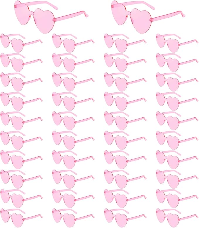 14/42 Pack Heart Sunglasses for Women, Fun Cute Rimless Transparent Candy Color Heart Glasses Party Favors