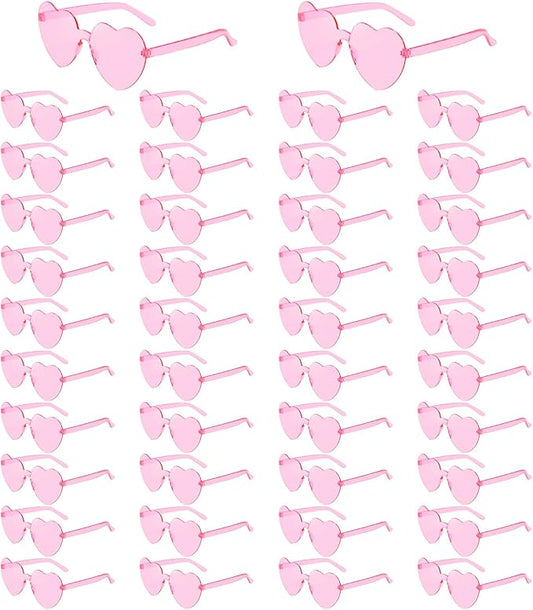 14/42 Pack Heart Sunglasses for Women, Fun Cute Rimless Transparent Candy Color Heart Glasses Party Favors