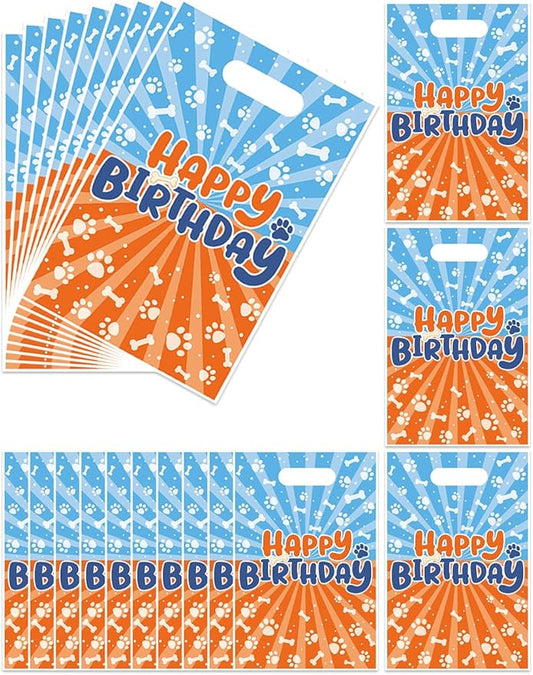 Zeroom Paw Print Dog Birthday Party Favor Bags with Handles, 30 Pcs Puppy Theme Birthday Decorations Goodie Goody Bags, Candy Gift Bags for Kids Toys Age 3-5 Party Supplies