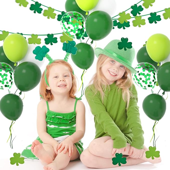 Lime Green White Balloon Garland Arch Kit - 122PCS Green White Balloon Dark Green Balloons for Wedding Birthday Jungle Safari Baby Shower Graduation St Patrick Party Decorations