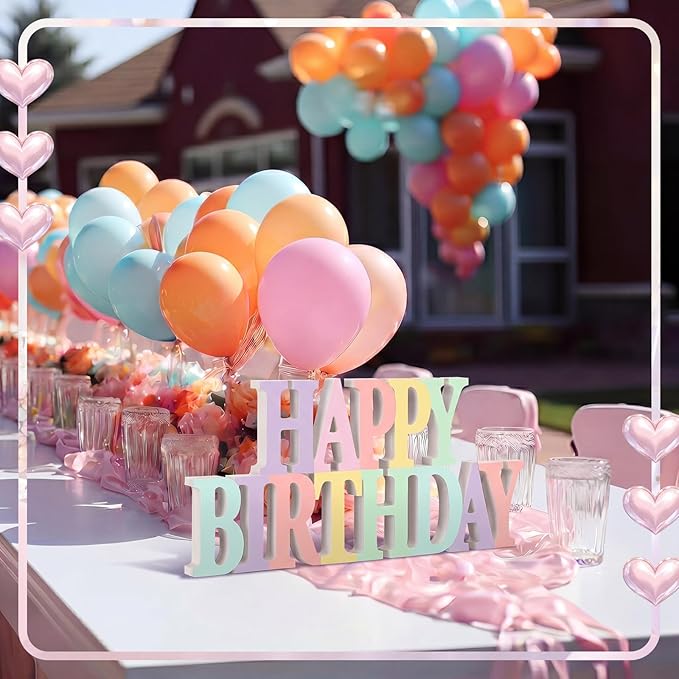 Novabright Happy Birthday Sign Centerpieces for Table Birthday Party Decorations for Women Bday Birthdays Themed Celebration Party Supplies(Pastel,No Glitter)