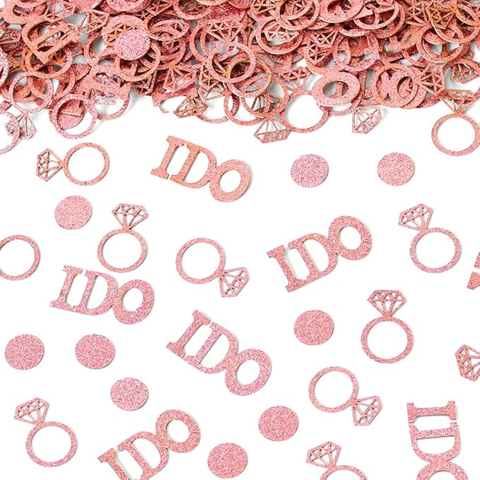 Rose Gold Bridal Shower Confetti for Tables Ring I Do Wedding Confetti for Engagement Valentine’s Day Bachelorette Party Decorations