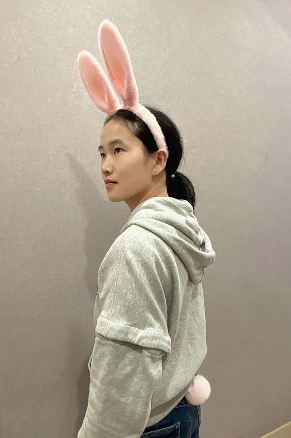 Olivemont Easter bunny ears headband for rabbit pretend play plush costume