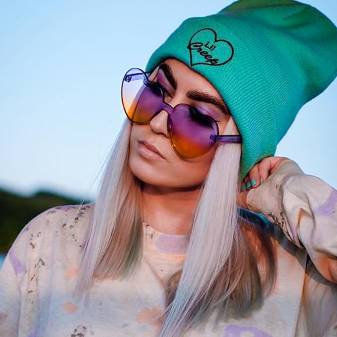14/42 Pack Heart Sunglasses for Women, Fun Cute Rimless Transparent Candy Color Heart Glasses Party Favors