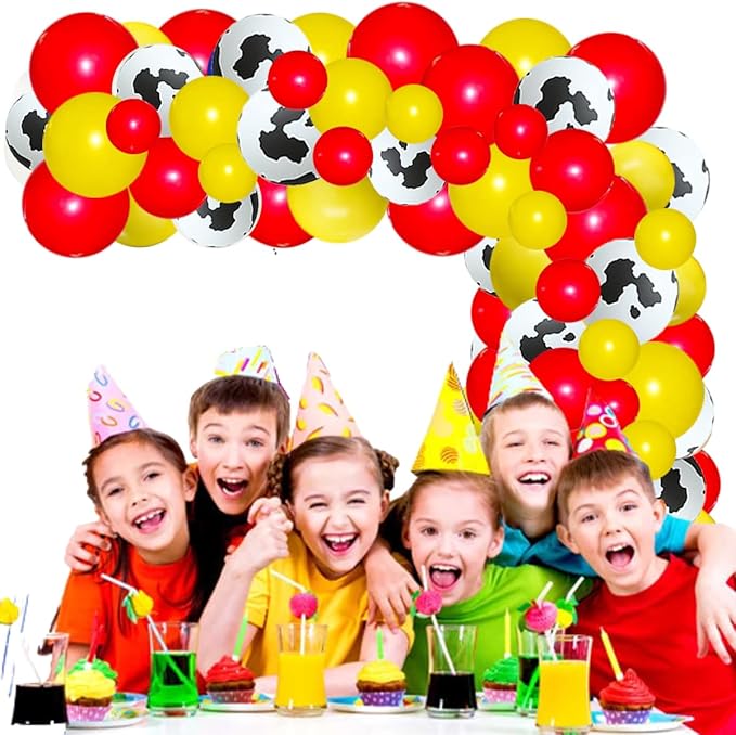 Red Yellow Balloon Garland Arch Kit - Red Yellow Balloons Cow Print Balloon Arch for Farm Animals Cowboy girl Birthday Baby Shower Wedding Christmas Party Decorations