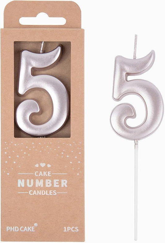PHD CAKE 2.76 Inch Elegant Rose Gold 5 Number Birthday Candles, Rose Gold Number Candles, Cake Number Candles, Party Celebration