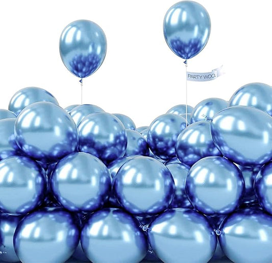 PartyWoo Metallic Light Blue Balloons 50 pcs 5 inch Metallic Baby Blue Small Mini Balloons for Graduation Wedding Baby Shower Gender Reveal Anniversary Birthday Party Decorations Blue-G119