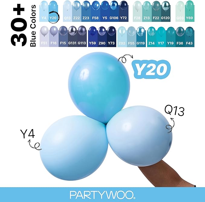PartyWoo Light Blue Balloons 152pcs Different Sizes Pack of 18 12 10 5 Inch Baby Pastel Blue Balloon Arch Kit for Baby Shower Gender Reveal Graduation Mermaid Birthday Pool Party Decorations Blue-Y20