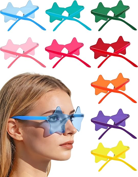 9 Pack Star Sunglasses, Colorful Rimless Star Shaped Glasses, Unisex Party Favors Supplies for Beach, Pool, Outdoors