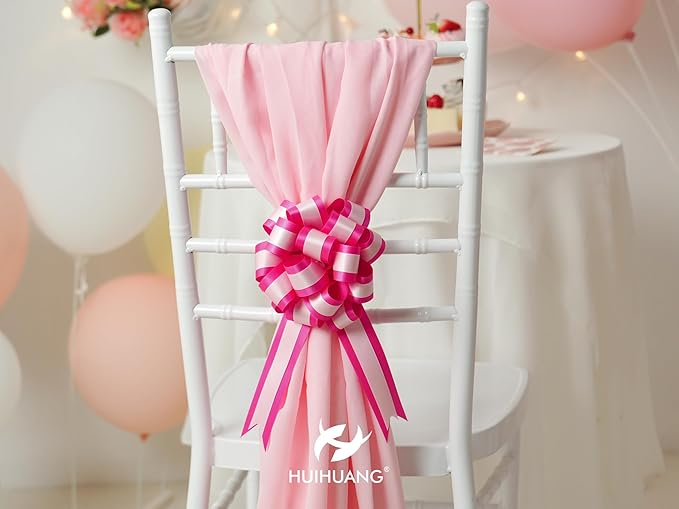HUIHUANG Pink Pull Bows for Gift Wrapping 12 PCS Light Pink and Hot Pink Double Layer Satin Pull Bows 6" x 10" Gift Bow for Presents, Gift Basket, Birthday, Baby Shower Wedding Party Decor