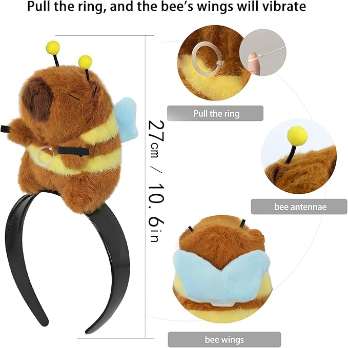 UQJE Adult Capybara Headband Funny Stuffed Capybara Hairband Cute Plush Hairpin Headwear Accessories