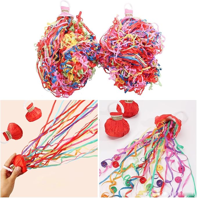 10 Pack Hand Throw Streamers Colorful Streamer Poppers No Mess Confetti Popper No Mess Streamers Cracker Easy Clean Up Paper Poppers for Engagement Wedding Birthday Party Celebration Graduation