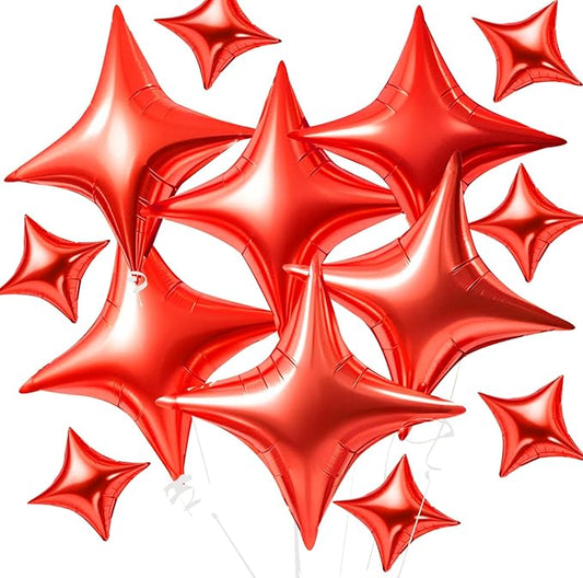 TONIFUL 30Pcs 26In&10In Star Balloons Red Four Pointed Foil Mini Star Mylar Balloons for New Year Valentine's Day Birthday Wedding Baby Shower Anniversary Engagement Party Decor Supplies