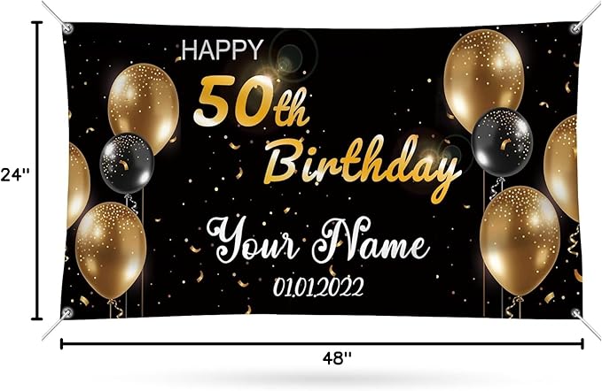 Happy Birthday Banner Personalized Name Photo Age Custom Birthday Banners and Signs Customize for Birthday Party Decoration 4'x2'