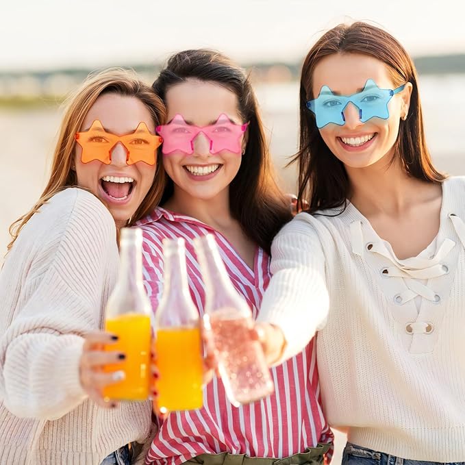 SUNOVELTIES 16/48 Star Rimless Sunglasses Irregular One Piece Colored Party Glasses Transparent Fun sunglasses for Teen Adult