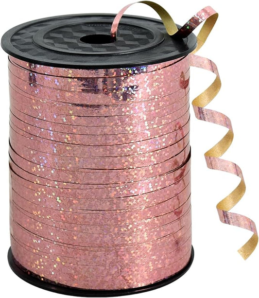 BEISHIDA 500 Yards Curling Ribbon Balloon String Ribbon - Rose Gold Crimped Shiny Metallic Roll for Gift Wrapping Valentines Mother's Day Birthday Wedding Party Decoration