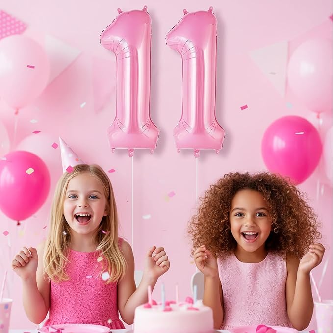 Pink Number 11 Balloons, Big Large Foil Number Balloons, Jumbo Giant Mylar Balloons for Birthday Party Decorations Supplies Anniversary (Number 11)