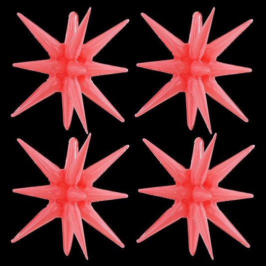TONIFUL 4 Pcs 22inch 4D Light Pink Explosion Star Mylar Balloons for Party Backdrop Christmas,New Year Birthday, Wedding Baby Shower Anniversary Photo Booth Supplies
