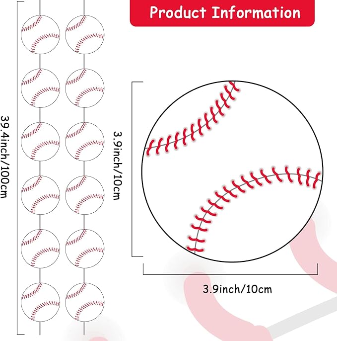 8 Packs Baseball Party Banners Baseball Garland Kit Baseball Hanging Swirl Baseball Party Supplies Decorations Baseball Paper Cutouts for Birthday Party Home Classroom Favor Supplies Decor