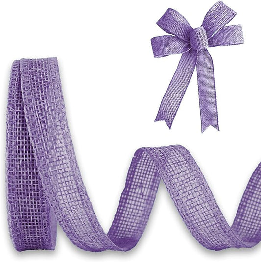 Purple Burlap Ribbon 1/2 inch X 10 Yard Natural Linen Woven Burlap Ribbons DIY Handmade Edging Production Wreath Holiday Decoration Ribbon Gift Wrapping Lavender Burlap Ribbons