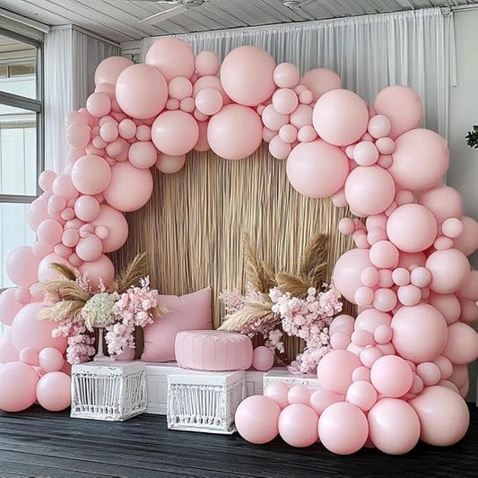 Pastel Pink Balloon Garland Double Stuffed Light Baby Pink Balloon Arch Kit Different Sizes 18/12/5 Inch Latex Color for Baby Shower Birthday Bridal Wedding Gender Reveal Princess Party Decorations