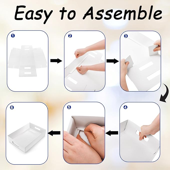 Frcctre 30 Pack 13" L X 9" W X 3" H Disposable Cardboard Serving Trays, Large White Paper Cardboard Serving Platters Food Trays for Snacks, Fruits, Cookies, Desserts, Appetizers, Veggies