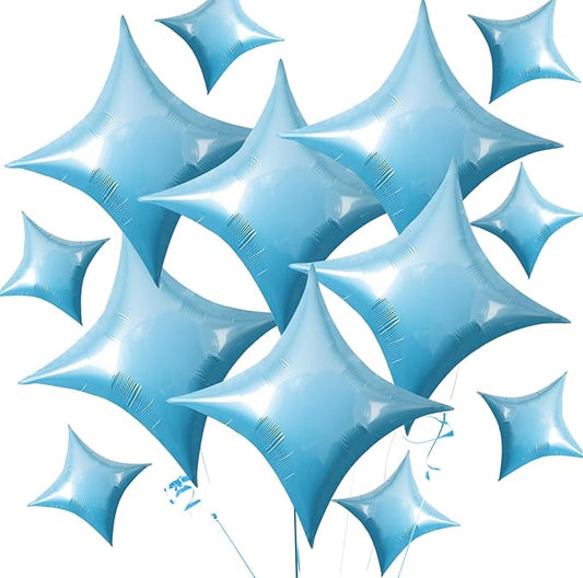 TONIFUL 30Pcs 26In&10In Star Balloons Large Blue Four Pointed Star Shape Foil Balloons Mini Star Mylar Balloons for Birthday Wedding Baby Shower Anniversary Engagement Party Decorations Supplies